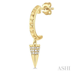 1/6 Ctw Cone Shape Motif Round Cut Diamond Half Hoop Fashion Earrings in 14K Yellow Gold