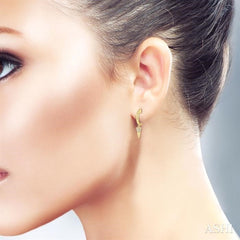 1/6 Ctw Cone Shape Motif Round Cut Diamond Half Hoop Fashion Earrings in 14K Yellow Gold