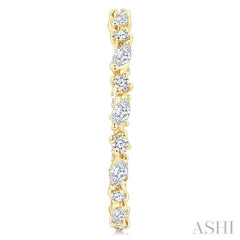 1 1/6 Ctw Inside & Outside Marquise and Round Cut Diamond Fashion Open Hoop Earrings in 14K Yellow Gold