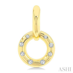 1/6 Ctw Suspended Circle Round Cut Diamond Fashion Earring in 10K Yellow Gold