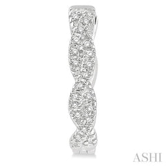 1/5 Ctw Entwined Round Cut Diamond Hoop Earrings in 10K White Gold