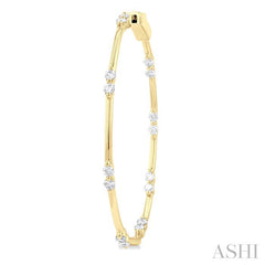 1 Ctw Front and Inner Back Round Cut Diamond Hoop Earrings in 14K Yellow Gold