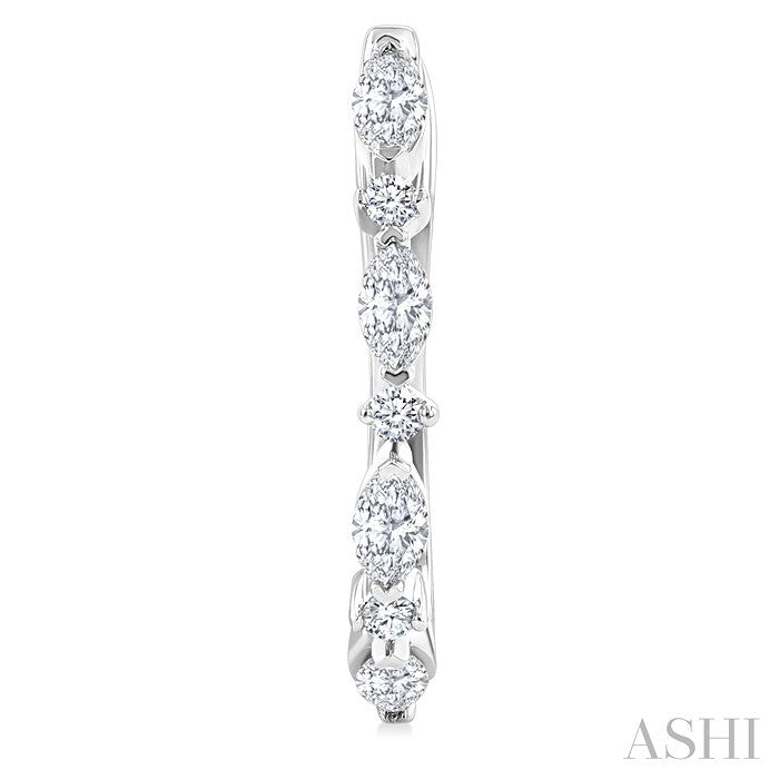 1/2 Ctw Marquise and Round Cut Diamond Fashion Hoop Earrings in 14K White Gold