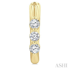 1/3 Ctw 3-Stone Round Cut Diamond Fashion Hoop Earring in 14K Yellow Gold