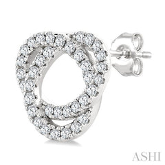 1/3 Ctw Trinity Knot Round Cut Diamond Fashion Stud Earrings in 10K White Gold