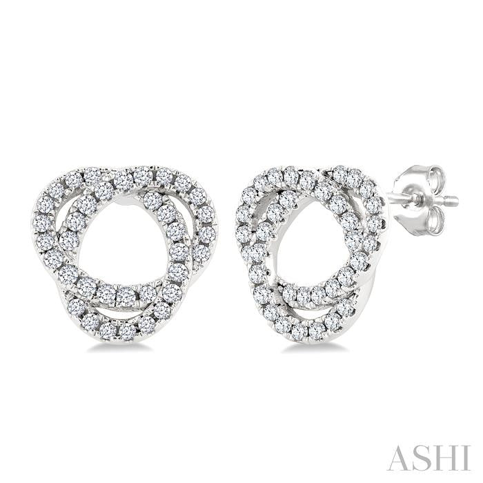 1/3 Ctw Trinity Knot Round Cut Diamond Fashion Stud Earrings in 10K White Gold