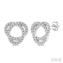 1/3 Ctw Trinity Knot Round Cut Diamond Fashion Stud Earrings in 10K White Gold