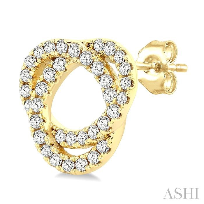 1/3 Ctw Trinity Knot Round Cut Diamond Fashion Stud Earrings in 10K Yellow Gold