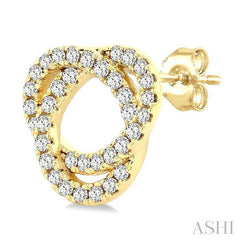 1/3 Ctw Trinity Knot Round Cut Diamond Fashion Stud Earrings in 10K Yellow Gold