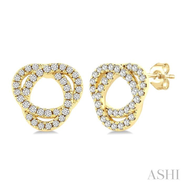 1/3 Ctw Trinity Knot Round Cut Diamond Fashion Stud Earrings in 10K Yellow Gold
