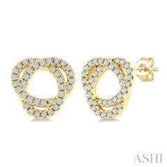 1/3 Ctw Trinity Knot Round Cut Diamond Fashion Stud Earrings in 10K Yellow Gold