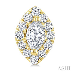 1/4 Ctw Marquise and Round Cut Diamond Fashion Halo Stud Earrings in 14K Yellow Gold