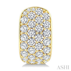 2 3/4 Ctw 4 Row Round Cut Diamond Fashion Half Hoop Earrings in 14K Yellow Gold