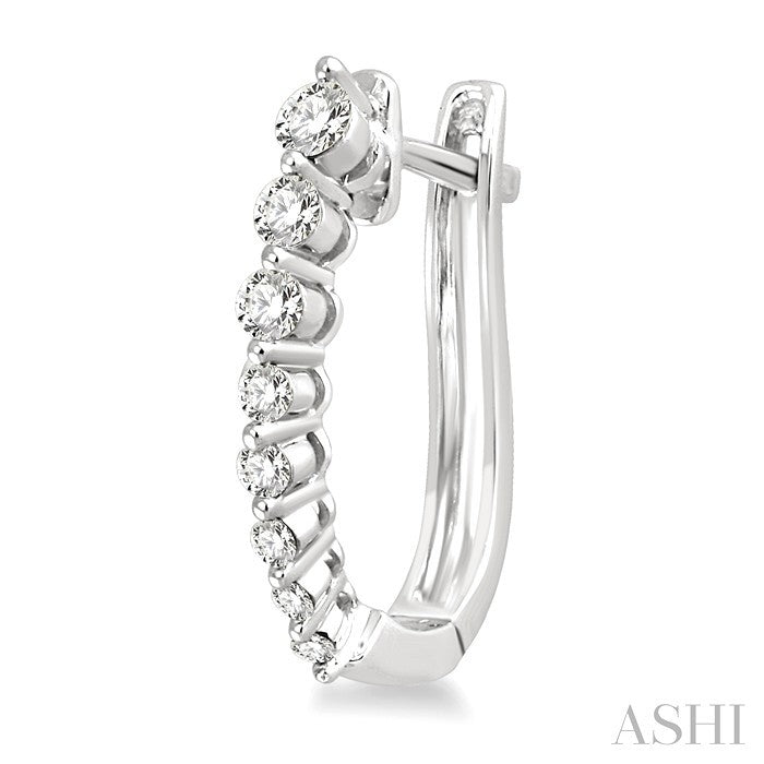 1/2 Ctw Journey Hoop Earrings in 14K White Gold