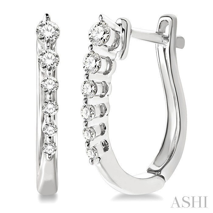 1/4 Ctw Journey Hoop Earrings in 14K White Gold