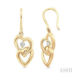 1/10 Ctw Round Cut Diamond Earrings in 10K Yellow Gold
