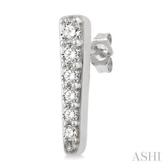 1/5 Ctw Vertical Bar Round Cut Diamond Earring in 14K White Gold