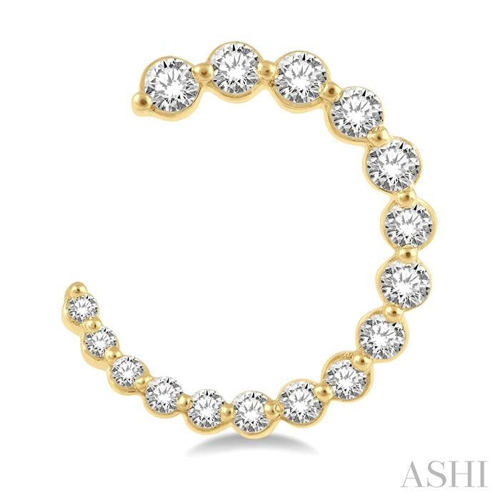 3/4 Ctw Graduated Round Cut Diamond Open Hoop Earring in 14K Yellow Gold