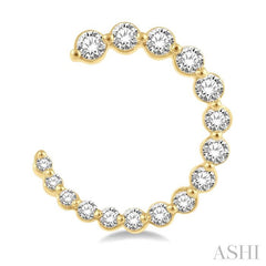 3/4 Ctw Graduated Round Cut Diamond Open Hoop Earring in 14K Yellow Gold