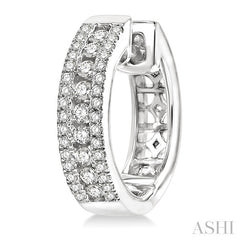 1/2 Ctw Channel Set Round Cut Diamond Hoop Earring in 14K White Gold