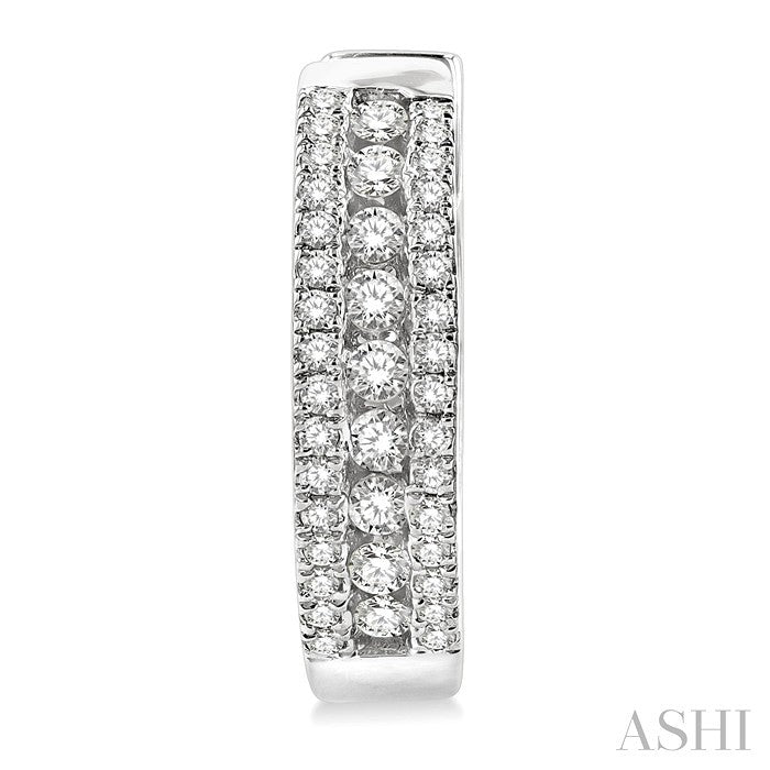 1/2 Ctw Channel Set Round Cut Diamond Hoop Earring in 14K White Gold