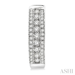 1/2 Ctw Channel Set Round Cut Diamond Hoop Earring in 14K White Gold