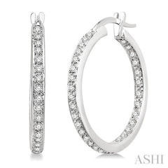 1/2 Ctw Round Cut Diamond Hoop Earrings in 14K White Gold