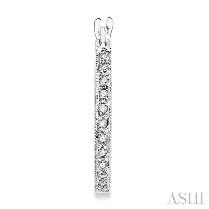 1/4 Ctw Round Cut Diamond Hoop Earrings in 14K White Gold