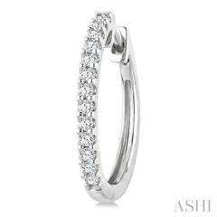 1/3 Ctw Round Cut Diamond Hoop Earrings in 14K White Gold