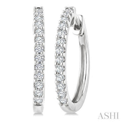1/3 Ctw Round Cut Diamond Hoop Earrings in 14K White Gold