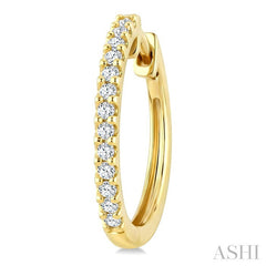 1/3 Ctw Round Cut Diamond Hoop Earrings in 14K Yellow Gold