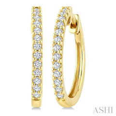 1/3 Ctw Round Cut Diamond Hoop Earrings in 14K Yellow Gold