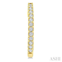 1/3 Ctw Round Cut Diamond Hoop Earrings in 14K Yellow Gold