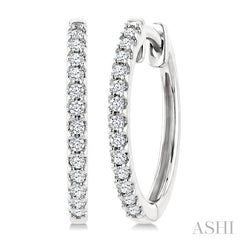 1/5 Ctw Round Cut Diamond Hoop Earrings in 10K White Gold