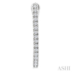 1/10 Ctw Round Cut Diamond Fashion Hoop Earring in 10K White Gold
