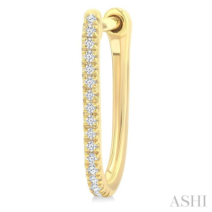 1/10 Ctw Round Cut Diamond Fashion Hoop Earring in 10K Yellow Gold