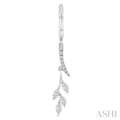 1/2 Ctw Marquise and Round Cut Diamond Leaf Dangler Hoop Earrings in 14K White Gold