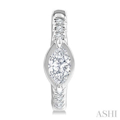 1/3 Ctw Marquise Centerpiece and Round Cut Diamond Fashion Huggie Earrings in 14K White Gold