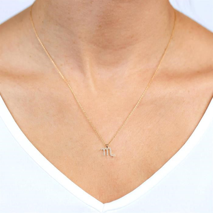 1/10 Ctw Taurus Round Cut Diamond Zodiac Pendant With Chain in 10K Yellow Gold