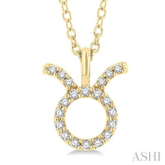 1/10 Ctw Taurus Round Cut Diamond Zodiac Pendant With Chain in 10K Yellow Gold