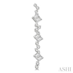 1/2 Ctw Baguette and Round Cut Diamond Scatter Drop Earring in 14K White Gold