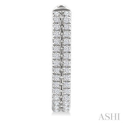 1/5 Ctw Twin Row Round Cut Diamond Fashion Hoop Earring in 10K White Gold