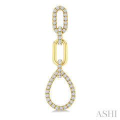 3/4 Ctw Open Window Pear Drop Round Cut Diamond Fashion Dangle Earrings in 14K Yellow Gold