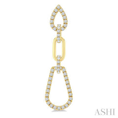 3/4 Ctw Open Window Pear Shape Link Round Cut Diamond Fashion Earrings in 14K Yellow Gold