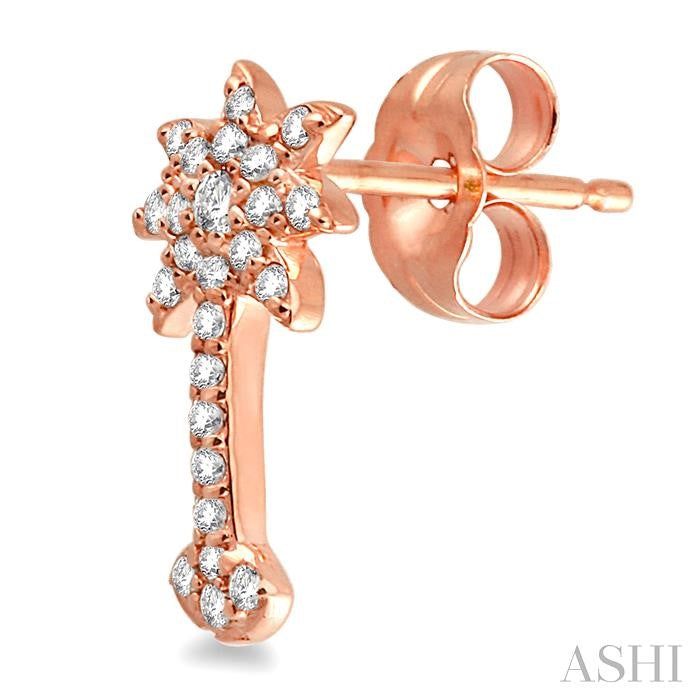 1/4 Ctw Round Cut Diamond Palm Tree Earrings in 10K Rose Gold
