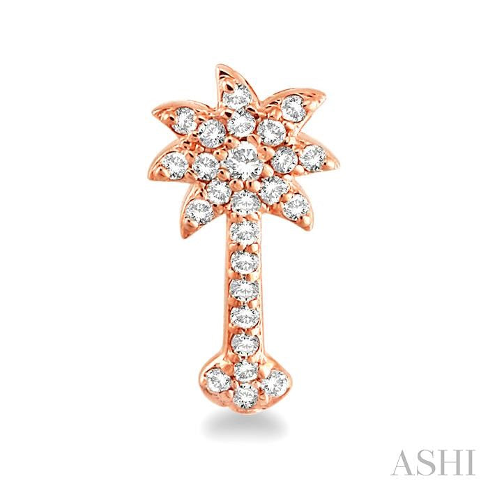 1/4 Ctw Round Cut Diamond Palm Tree Earrings in 10K Rose Gold