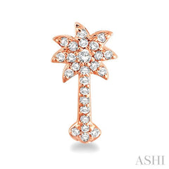 1/4 Ctw Round Cut Diamond Palm Tree Earrings in 10K Rose Gold