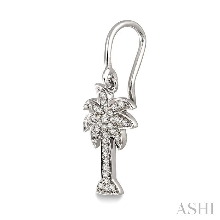 1/4 Ctw Palm Tree Round Cut Diamond Earrings in 10K White Gold