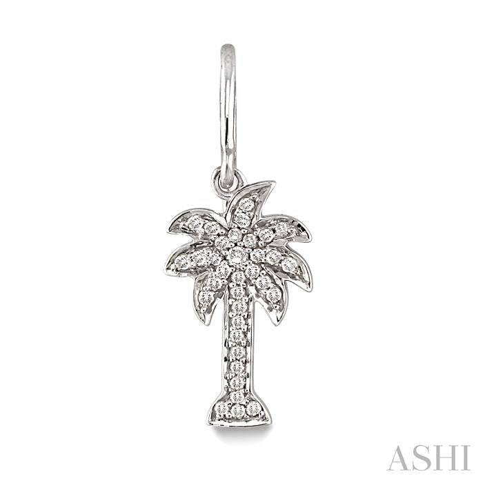 1/4 Ctw Palm Tree Round Cut Diamond Earrings in 10K White Gold