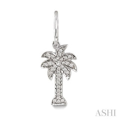 1/4 Ctw Palm Tree Round Cut Diamond Earrings in 10K White Gold